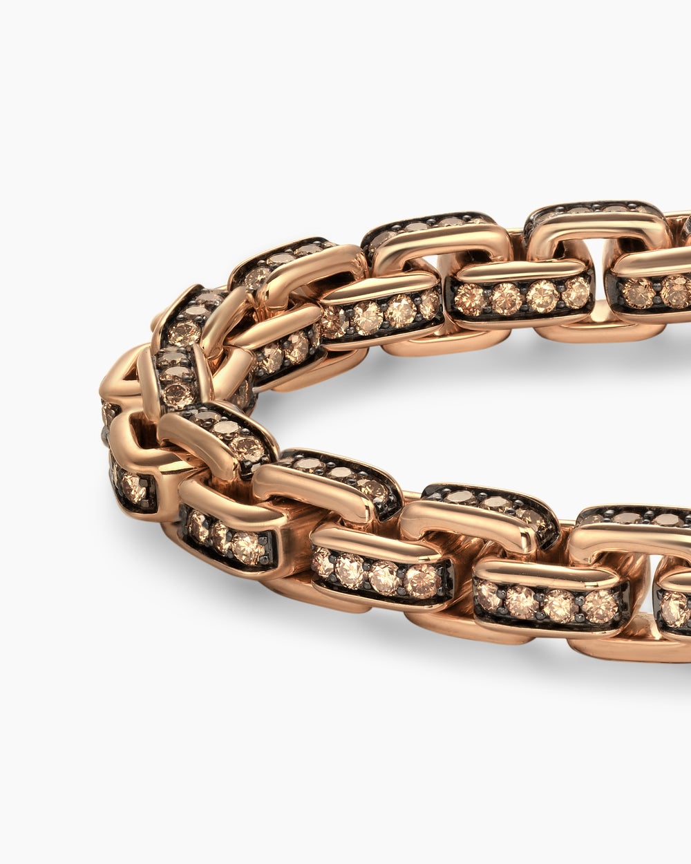 Mens Box Chain Bracelet in 18K Rose Gold, 7.3mm