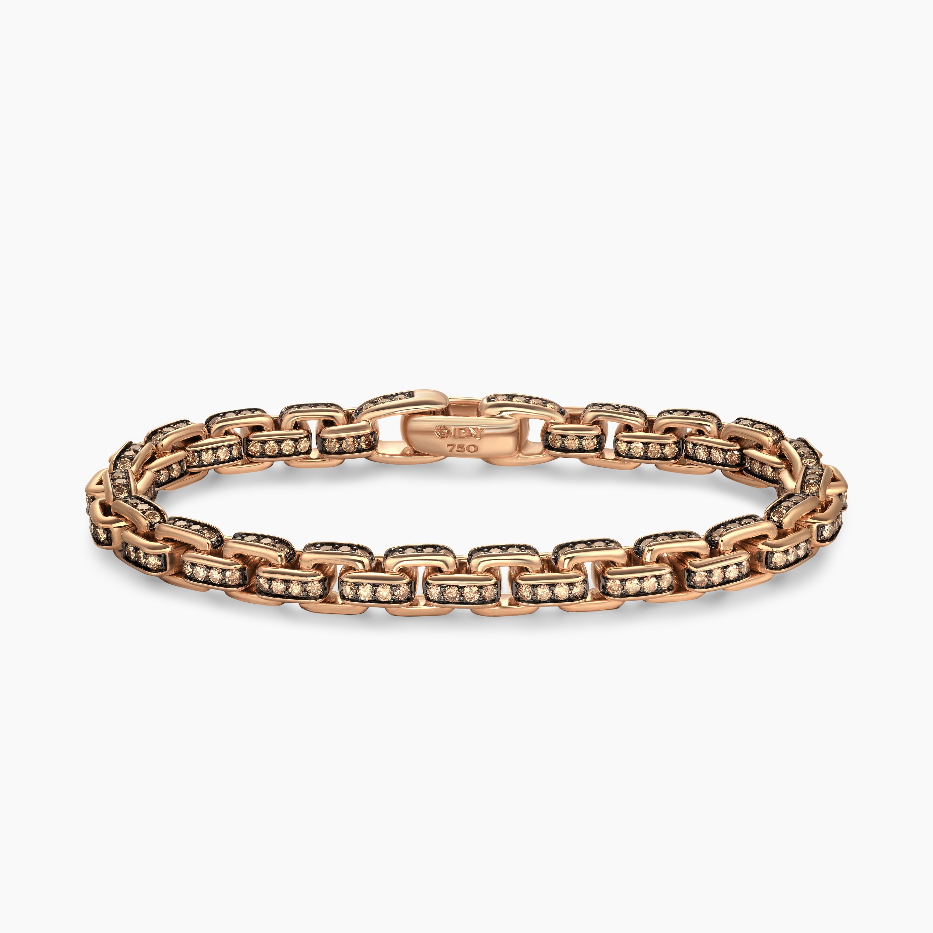 Mens Box Chain Bracelet in 18K Rose Gold, 7.3mm