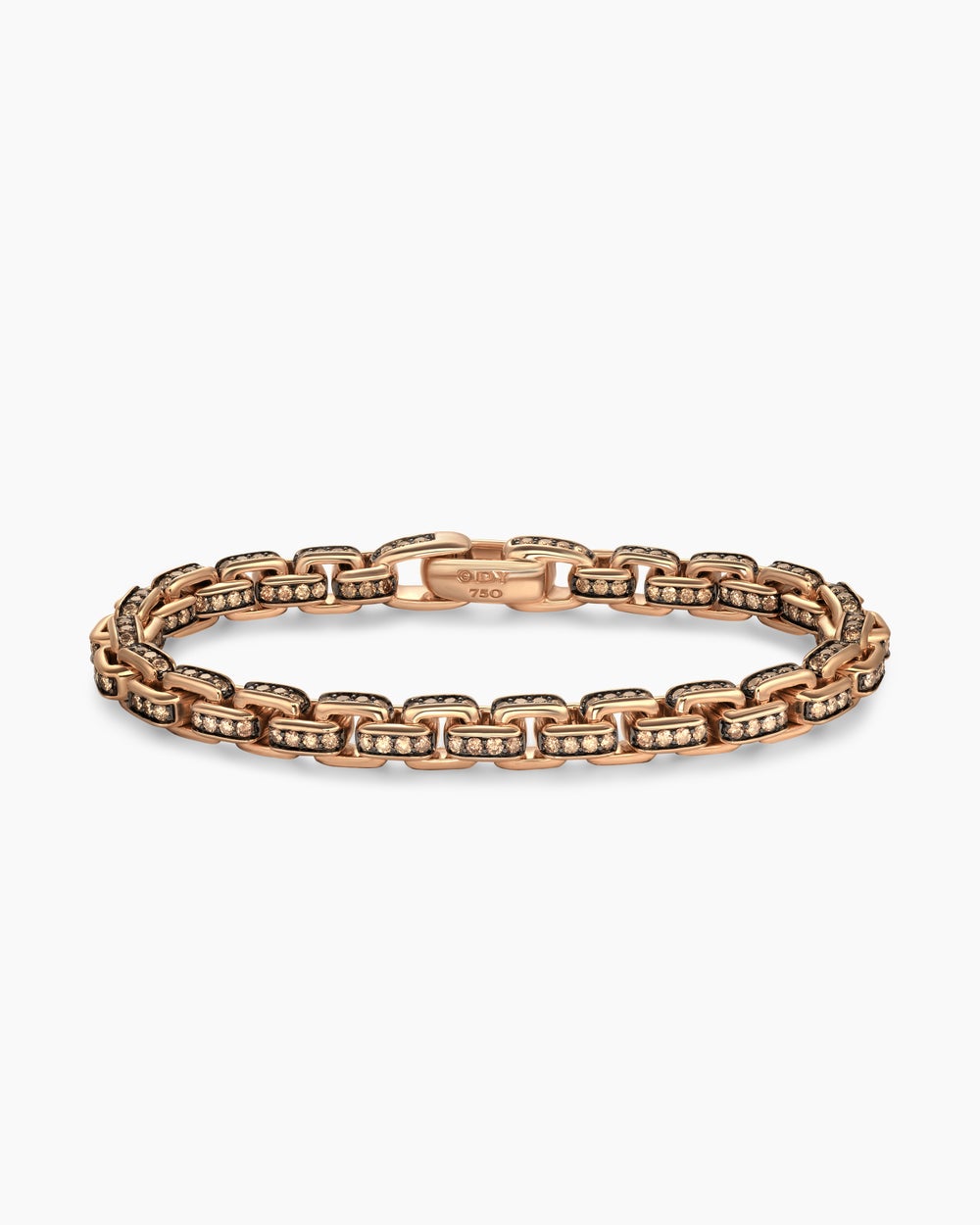 Mens Box Chain Bracelet in 18K Rose Gold, 7.3mm