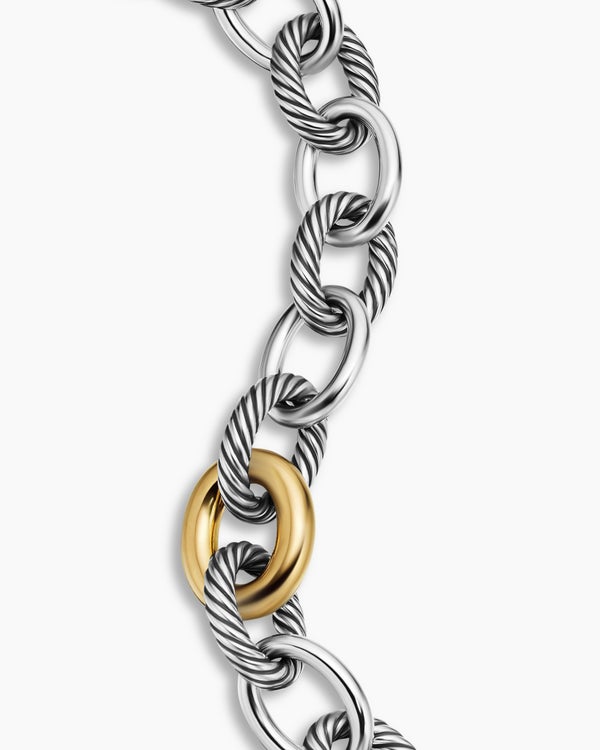 Oval Link Chain Bracelet in Sterling Silver with 18K Yellow Gold, 19mm