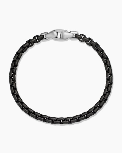 Mens Box Chain Bracelet in Darkened Stainless Steel, 5mm