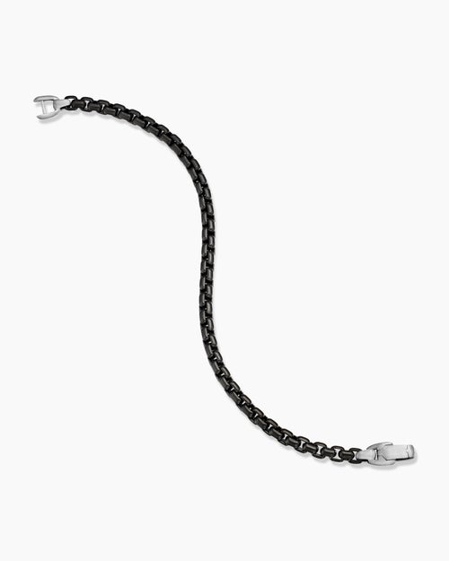 Mens Box Chain Bracelet in Darkened Stainless Steel, 5mm