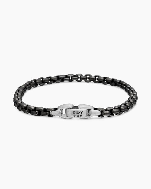 Mens Box Chain Bracelet in Darkened Stainless Steel, 5mm