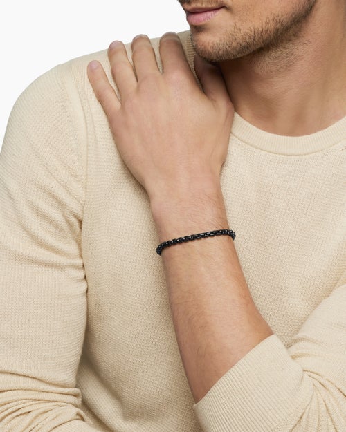 Mens Box Chain Bracelet in Darkened Stainless Steel, 5mm