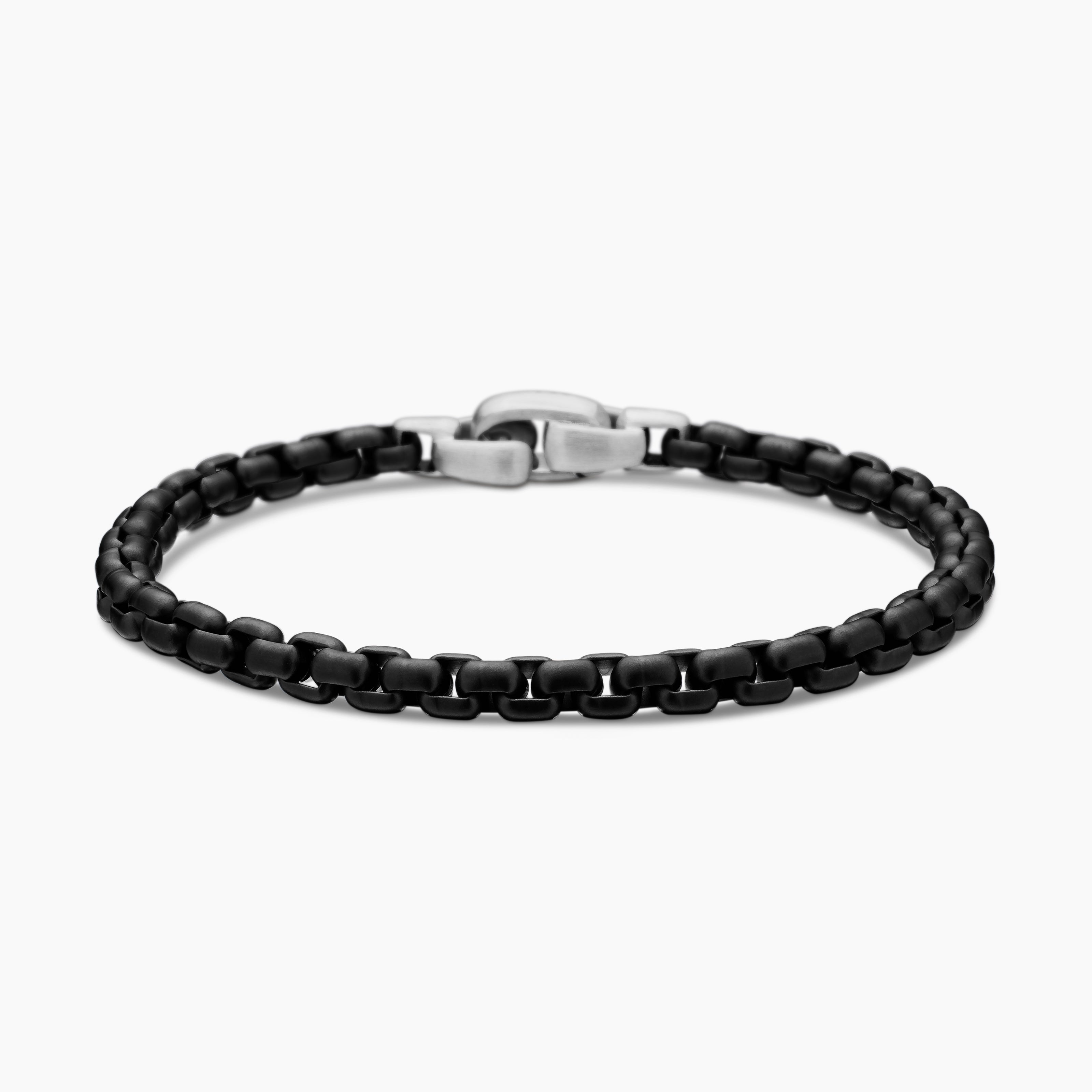 Mens Box Chain Bracelet in Darkened Stainless Steel, 5mm
