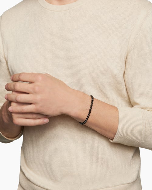 Mens Box Chain Bracelet in Stainless Steel with 14K Yellow Gold, 5mm
