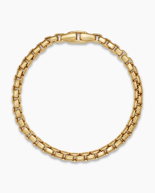 Mens Box Chain Bracelet in 18K Yellow Gold, 5mm