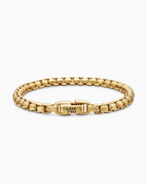 Mens Box Chain Bracelet in 18K Yellow Gold, 5mm