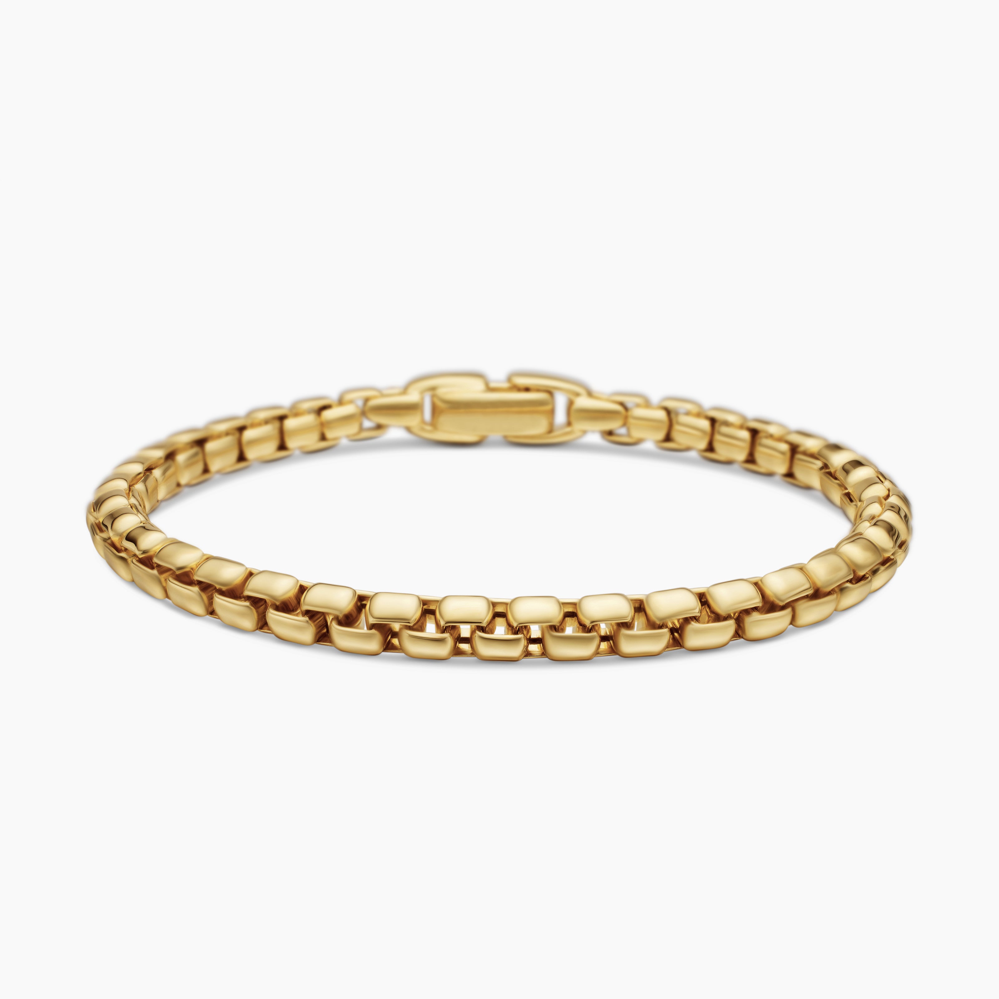 Mens Box Chain Bracelet in 18K Yellow Gold, 5mm