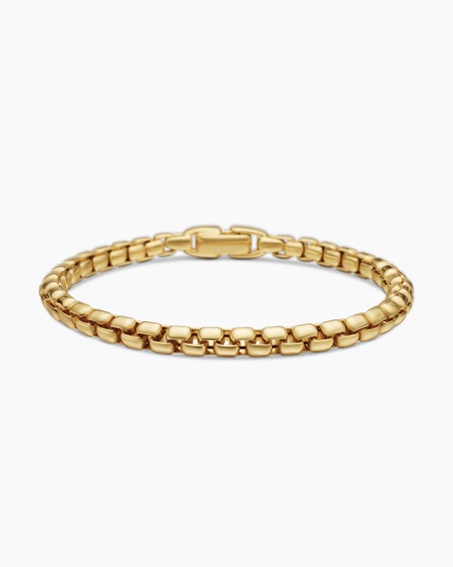 Mens Box Chain Bracelet in 18K Yellow Gold, 5mm