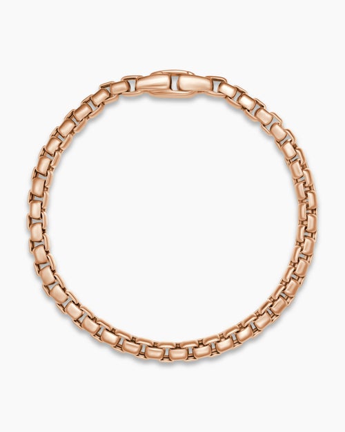 Mens Box Chain Bracelet in 18K Rose Gold, 5mm