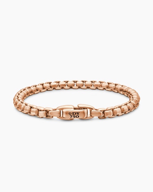 Mens Box Chain Bracelet in 18K Rose Gold, 5mm