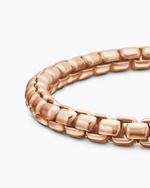 Mens Box Chain Bracelet in 18K Rose Gold, 5mm