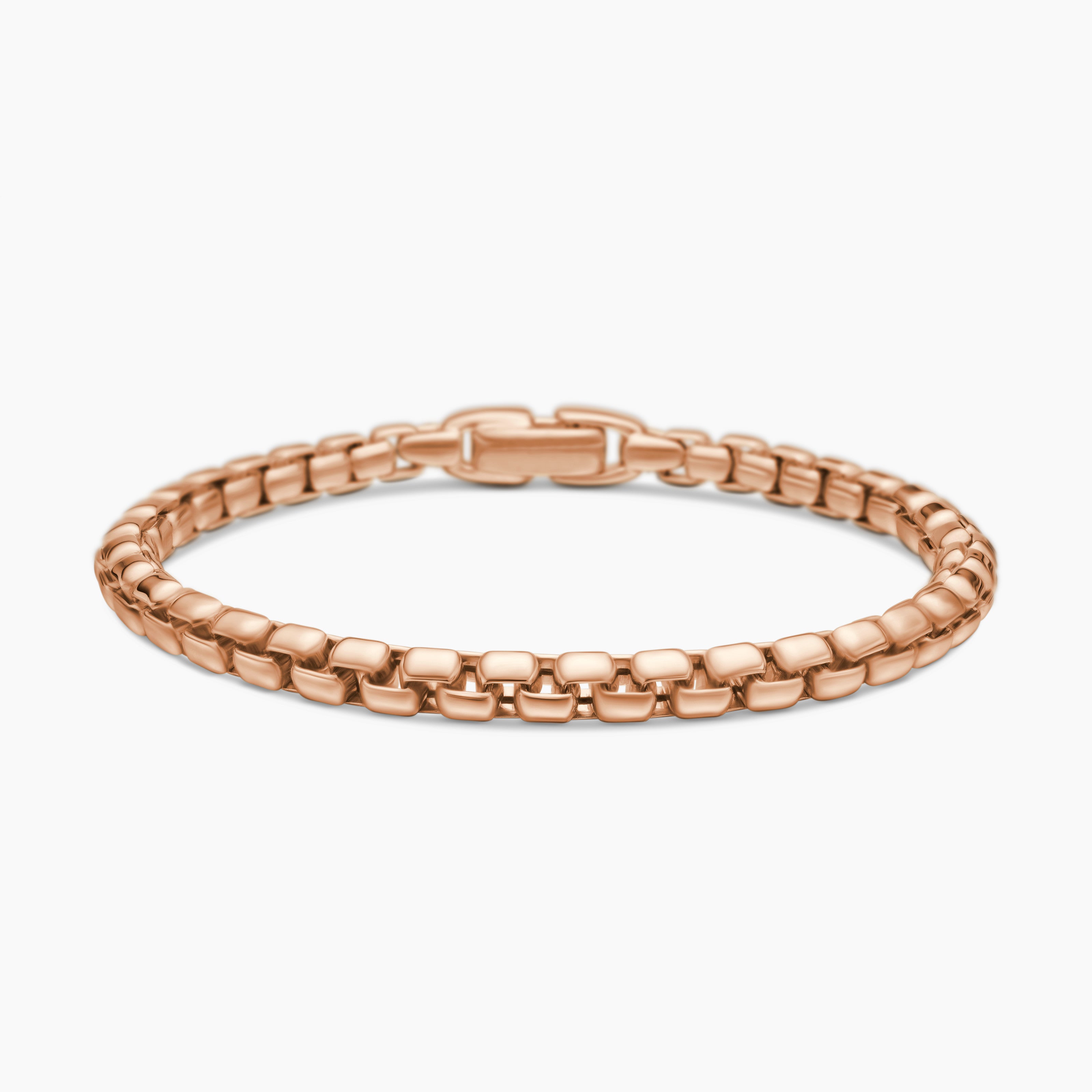 Mens Box Chain Bracelet in 18K Rose Gold, 5mm