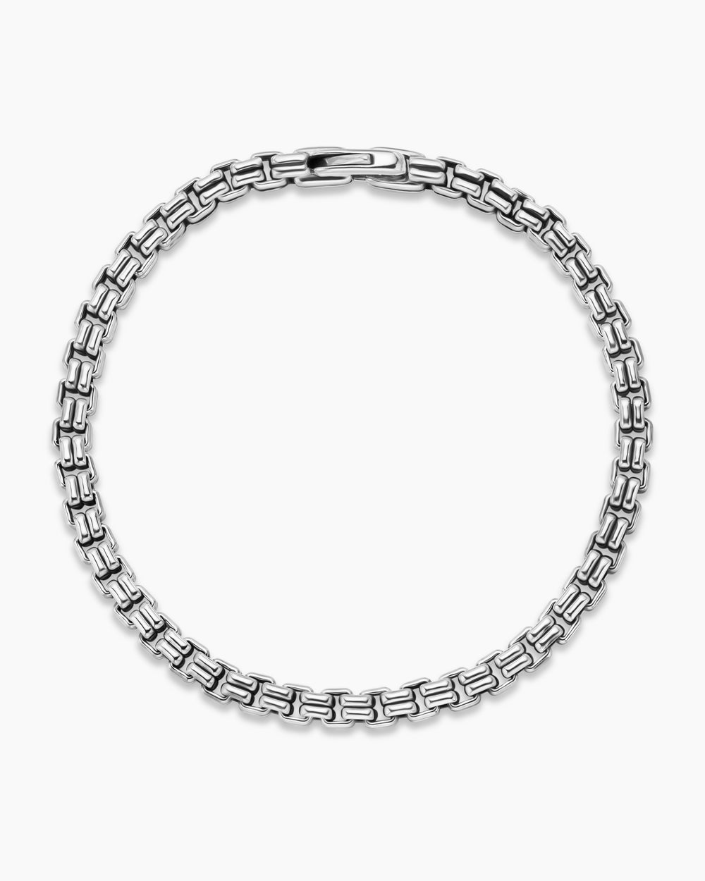 Mens Double Box Chain Bracelet in Sterling Silver, 4mm