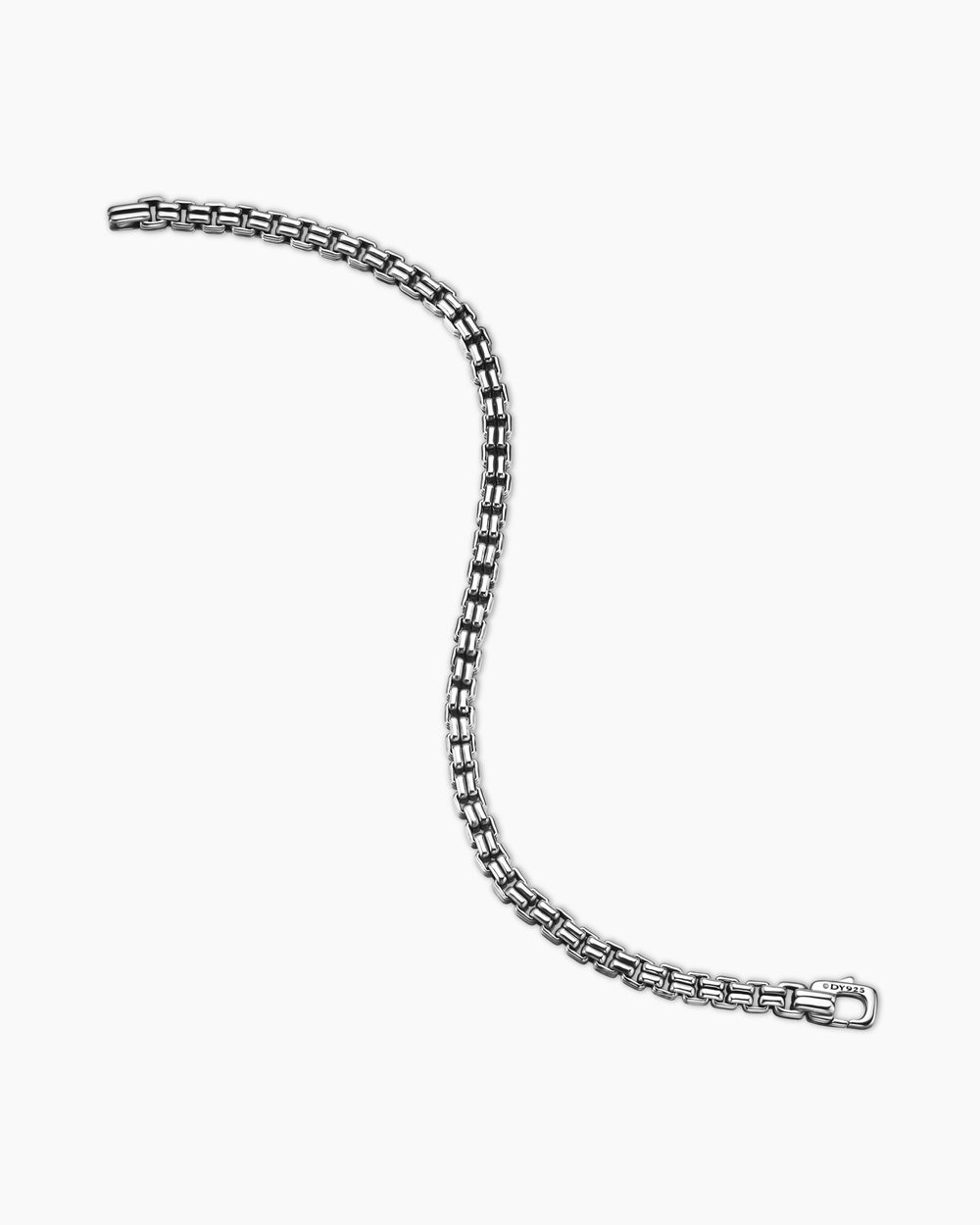 Mens Double Box Chain Bracelet in Sterling Silver, 4mm