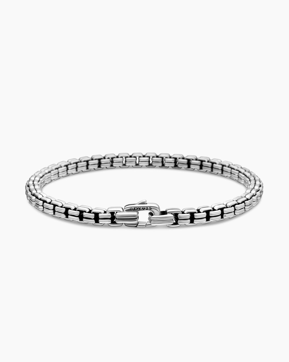 Mens Double Box Chain Bracelet in Sterling Silver, 4mm
