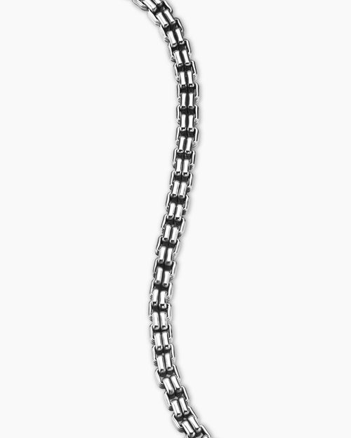 Mens Double Box Chain Bracelet in Sterling Silver, 4mm