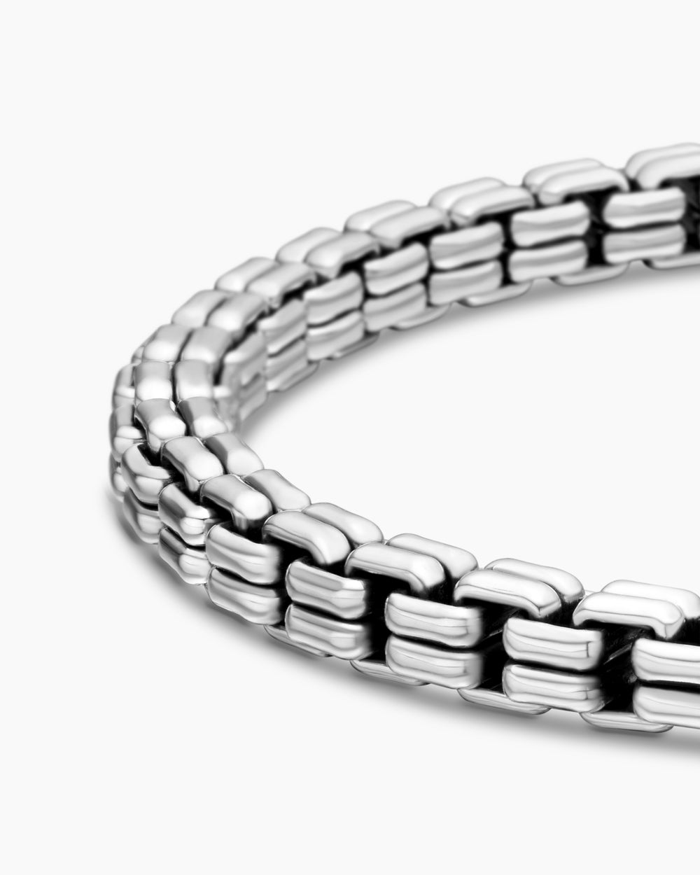 Mens Double Box Chain Bracelet in Sterling Silver, 4mm