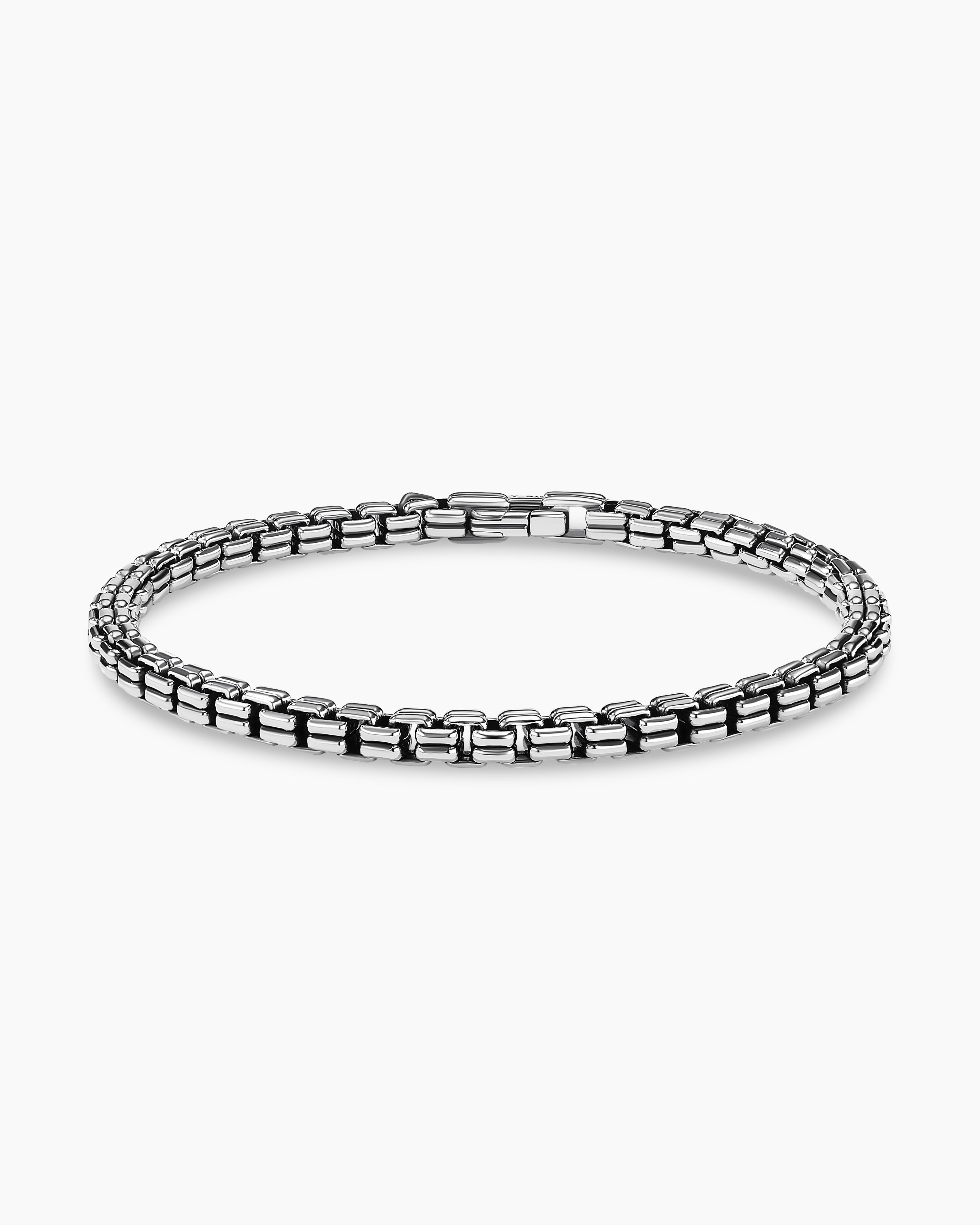 David Yurman Box Chain Sterling Silver Bracelet - Size Medium