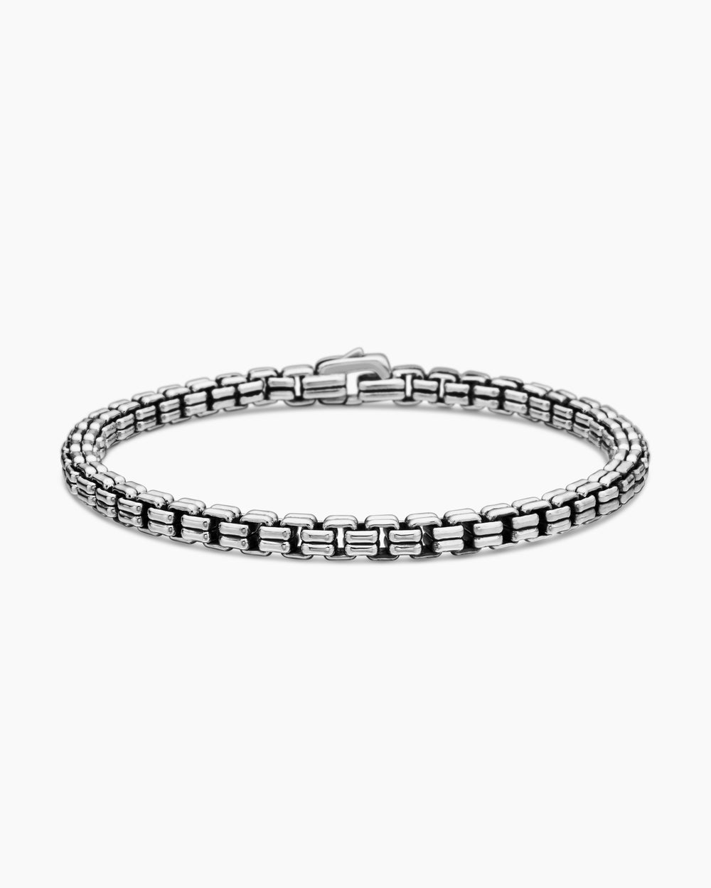 Mens Double Box Chain Bracelet in Sterling Silver, 4mm