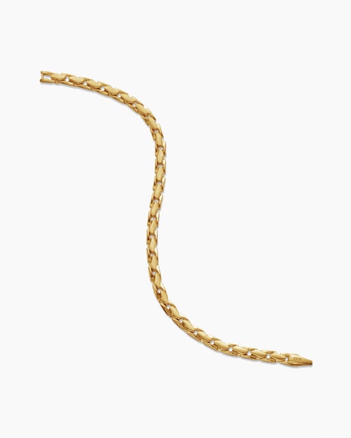 Mens Fluted Chain Bracelet in 18K Yellow Gold, 5mm