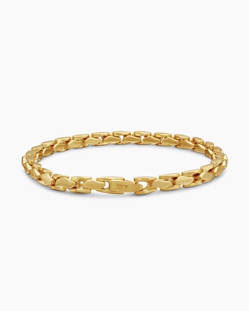 Mens Fluted Chain Bracelet in 18K Yellow Gold, 5mm