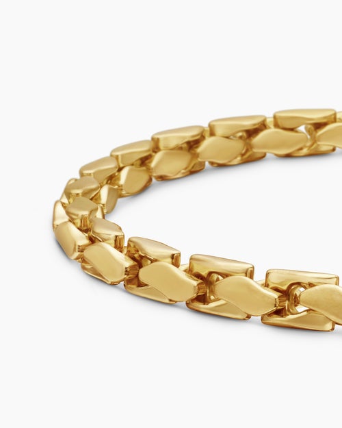Mens Fluted Chain Bracelet in 18K Yellow Gold, 5mm