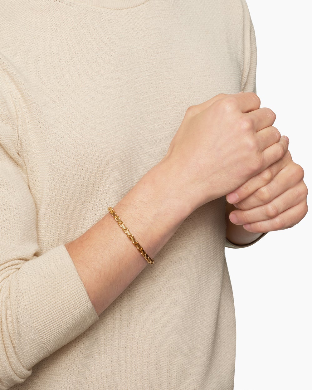 Bracelet chaîne à petites cannelures en or jaune 18 carats, 5 mm hommes