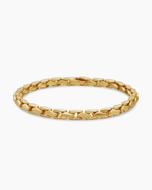 Mens Fluted Chain Bracelet in 18K Yellow Gold, 5mm