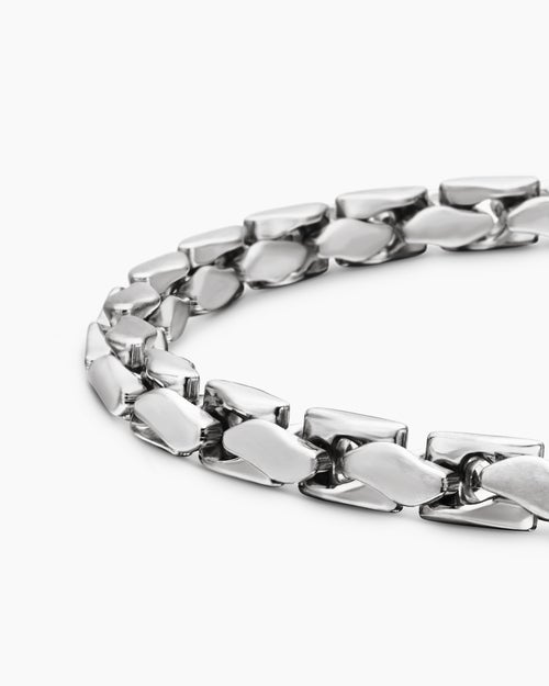 Mens Fluted Chain Bracelet in Sterling Silver, 5mm