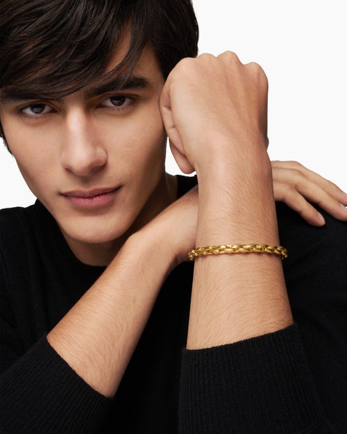 Mens Streamline® Elongated Chain Bracelet in 18K Yellow Gold, 6mm