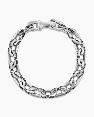 Chain Links Bracelet in Sterling Silver with Black Diamonds, 10.3mm