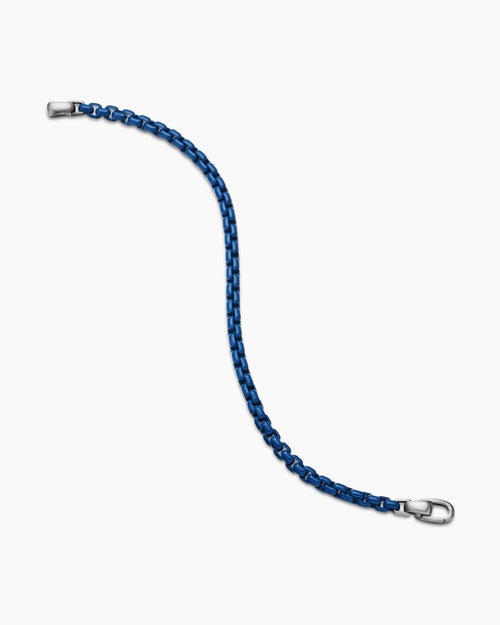 Mens Box Chain Bracelet in Sterling Silver with Stainless Steel, 5mm