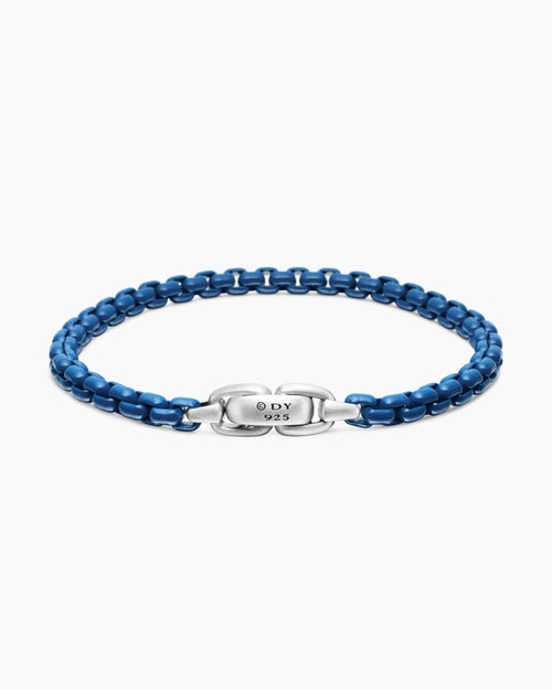 Mens Box Chain Bracelet in Sterling Silver with Stainless Steel, 5mm