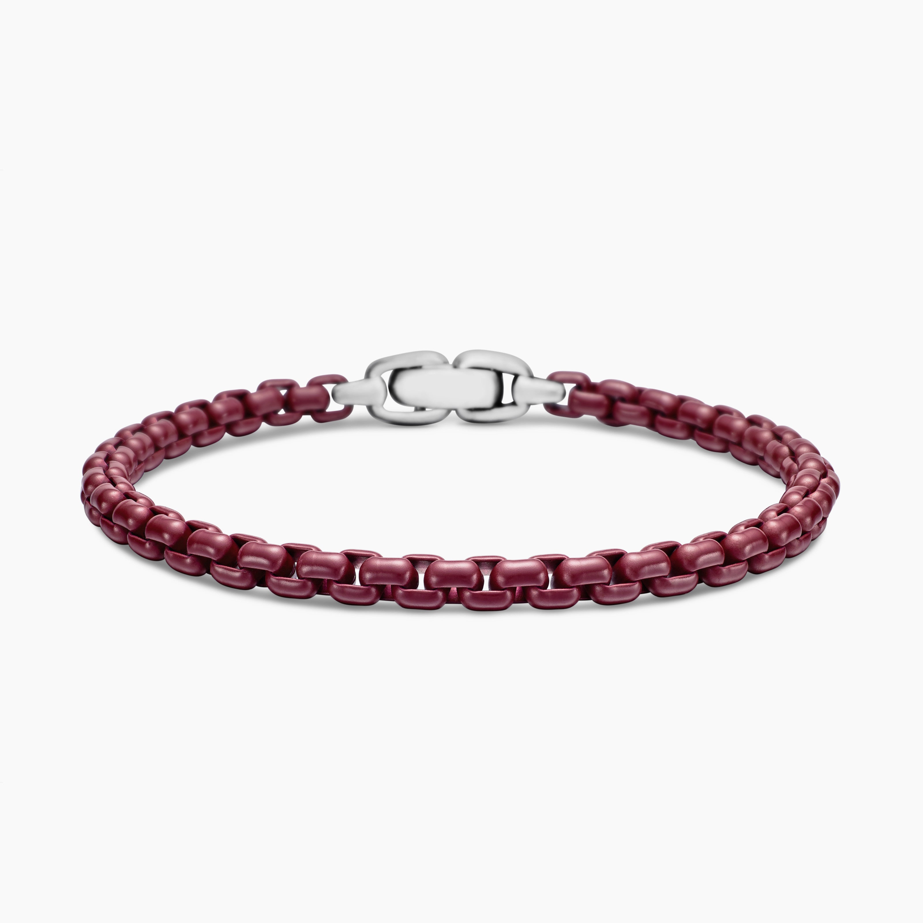 Mens Box Chain Bracelet in Sterling Silver with Stainless Steel, 5mm