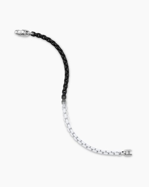 Mens Box Chain Bracelet in Sterling Silver with Stainless Steel, 5mm