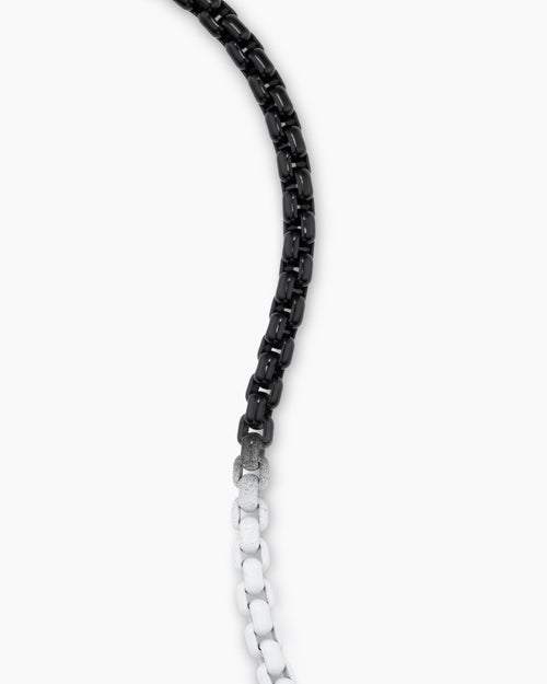 Mens Box Chain Bracelet in Sterling Silver with Stainless Steel, 5mm