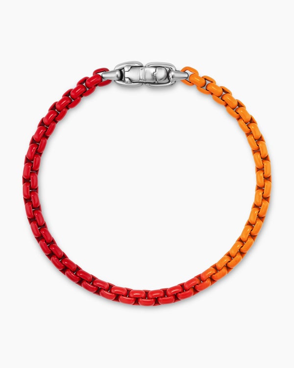 Box Chain Bracelet in Sterling Silver with Burgundy Stainless Steel, 5mm