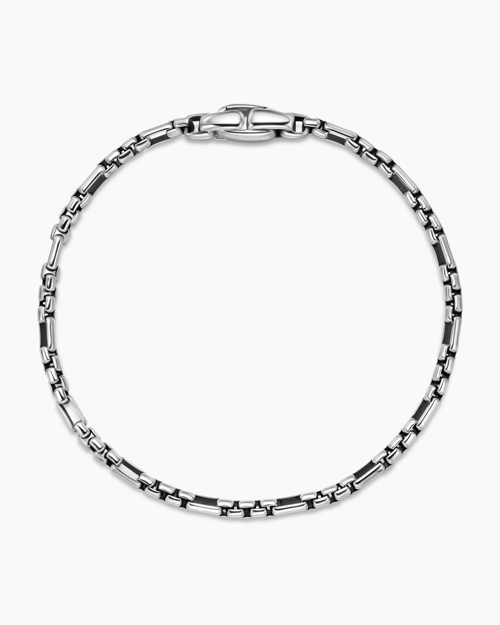 Bracelet à motif intercalé ouvert Box Chain en argent sterling, 3 mm hommes