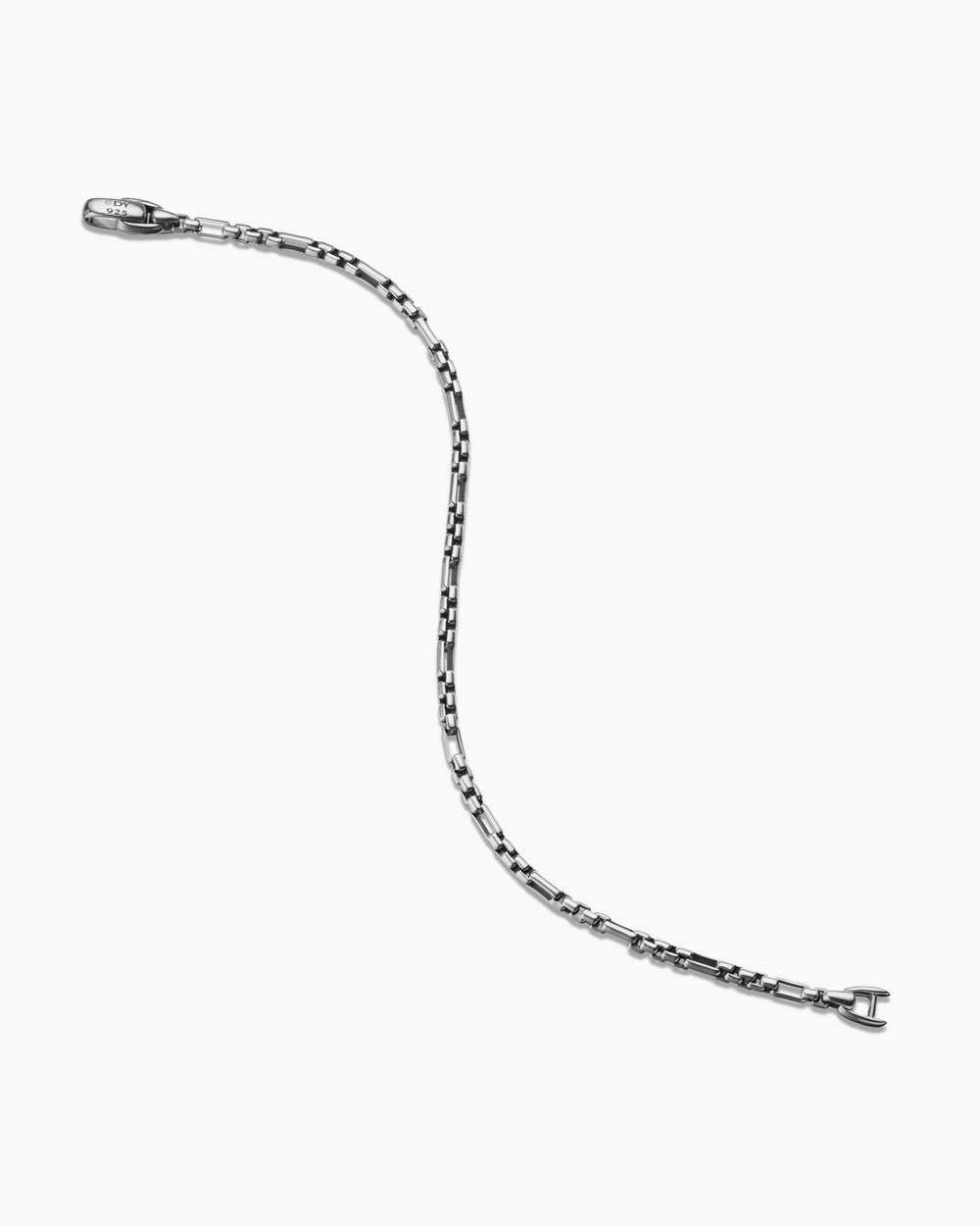 Bracelet à motif intercalé ouvert Box Chain en argent sterling, 3 mm hommes