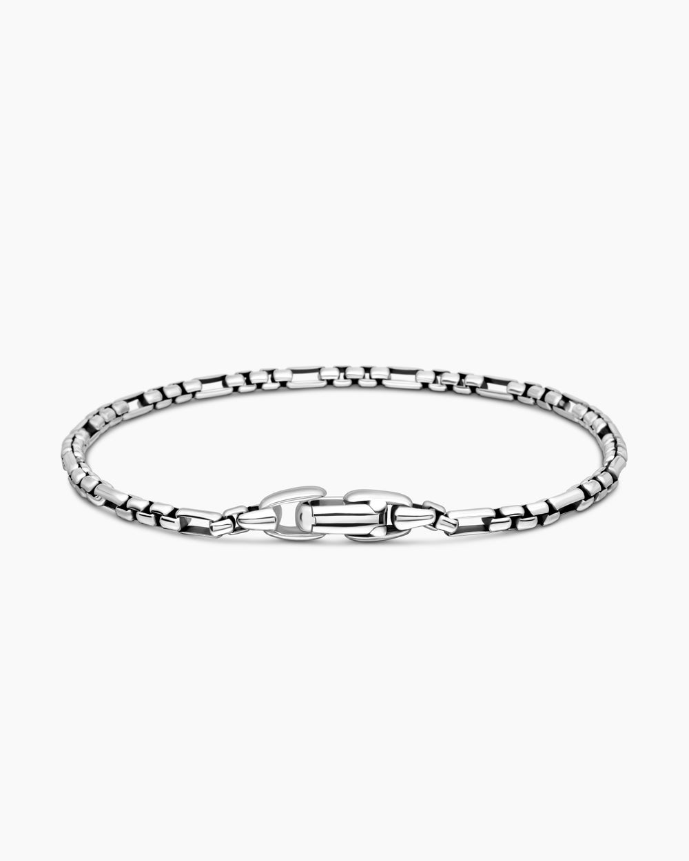 Bracelet à motif intercalé ouvert Box Chain en argent sterling, 3 mm hommes
