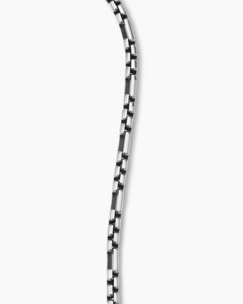 Mens Open Station Box Chain Bracelet in Sterling Silver, 3mm