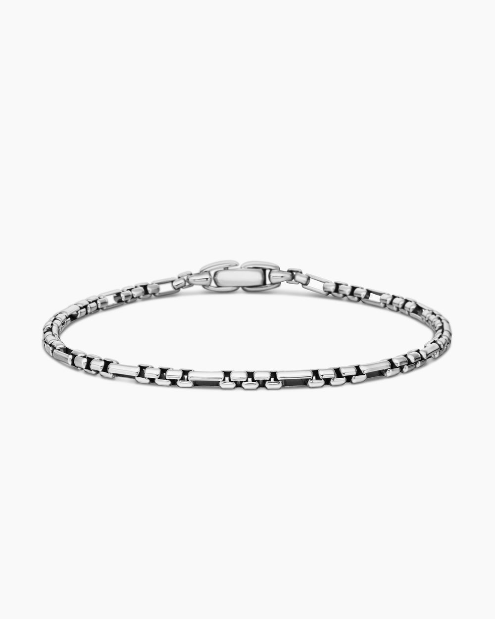 Bracelet à motif intercalé ouvert Box Chain en argent sterling, 3 mm hommes