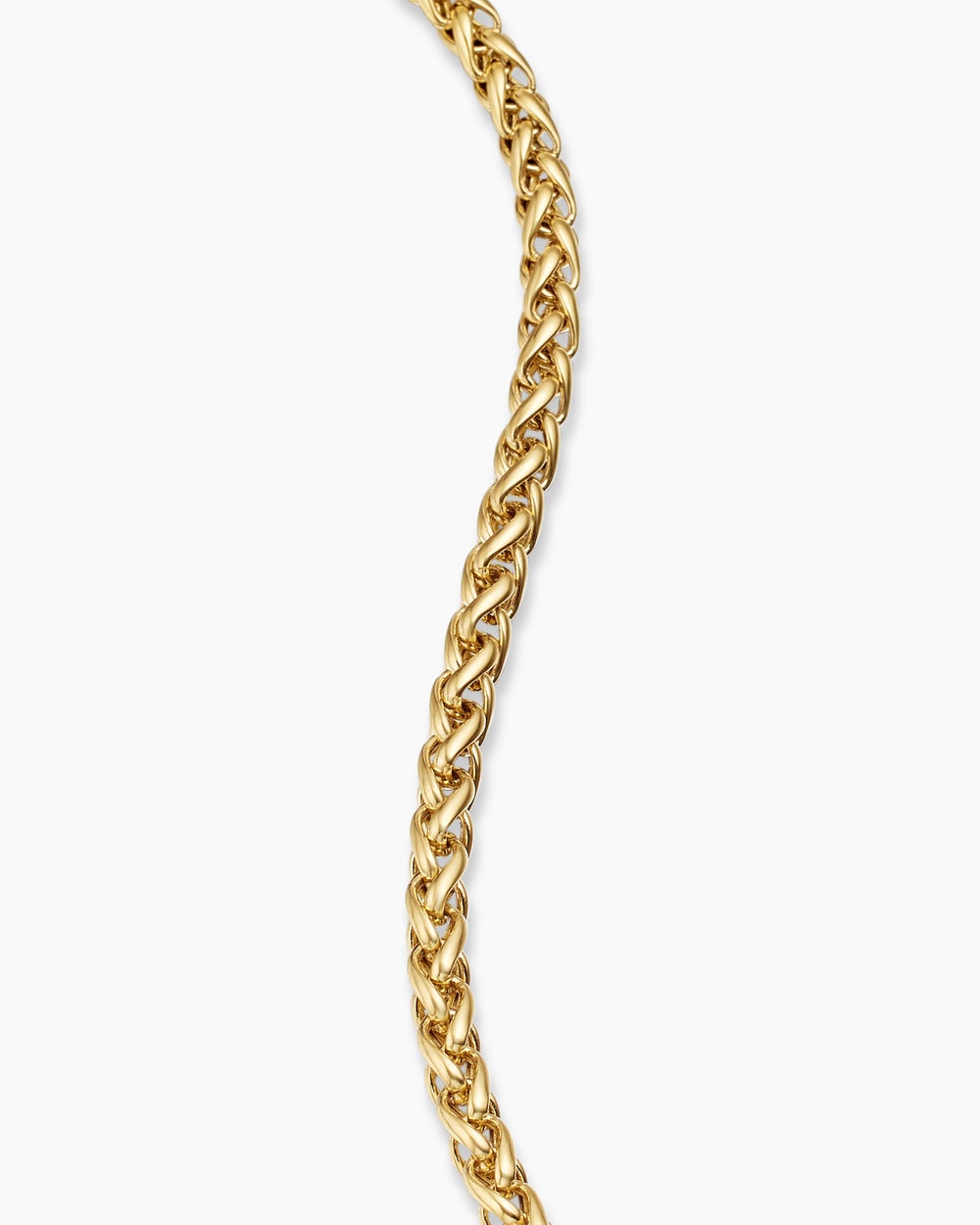 Mens Wheat Chain Bracelet in 18K Yellow Gold, 4mm