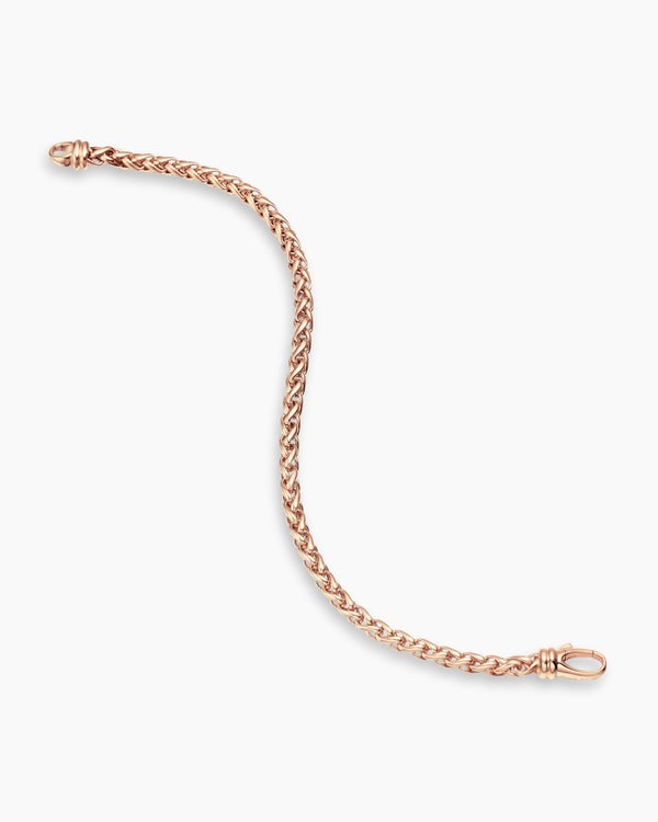 Wheat Chain Bracelet in 18K Rose Gold, 4mm
