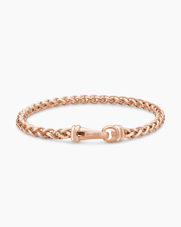 Wheat Chain Bracelet in 18K Rose Gold, 4mm