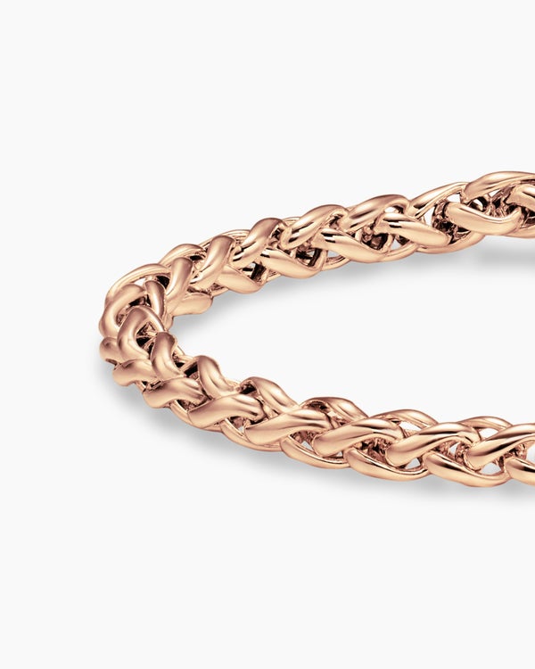 Wheat Chain Bracelet in 18K Rose Gold, 4mm