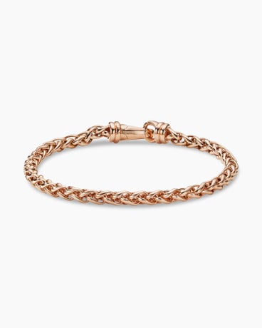 Wheat Chain Bracelet in 18K Rose Gold, 4mm
