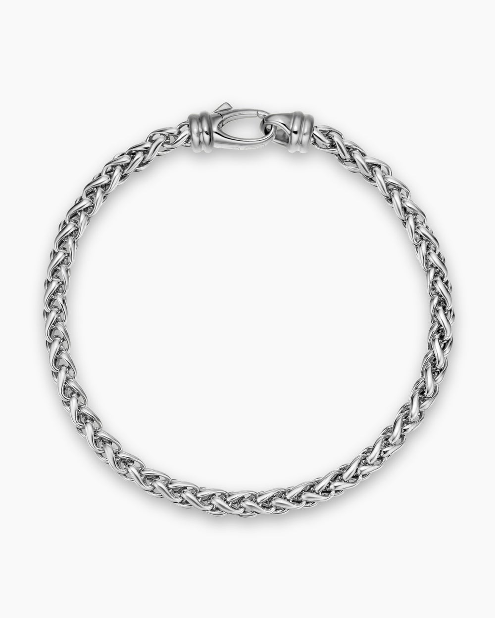 Mens Wheat Chain Bracelet in Sterling Silver, 4mm